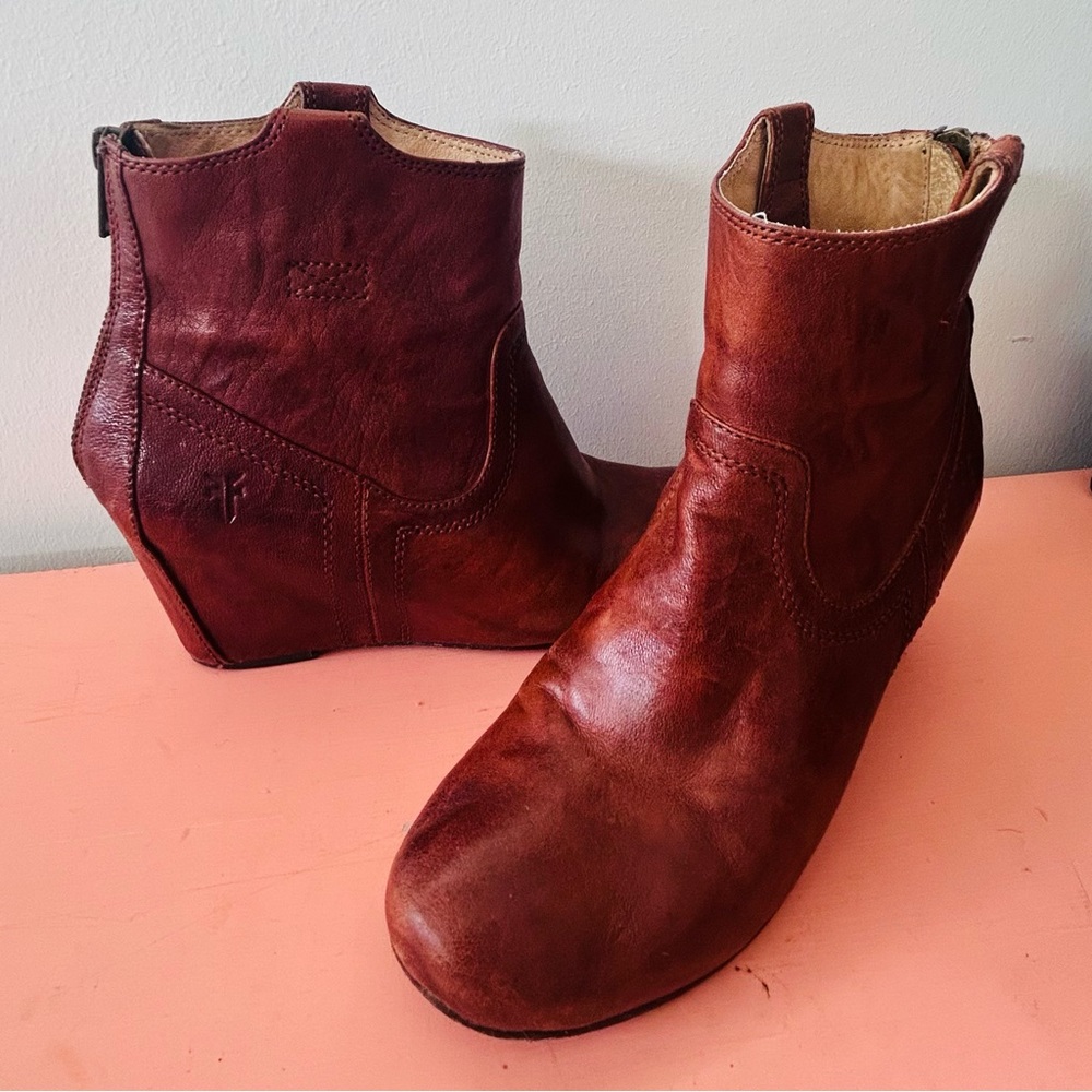 Frye Carson Wedge Bootie. Worn but plenty of life left in these!